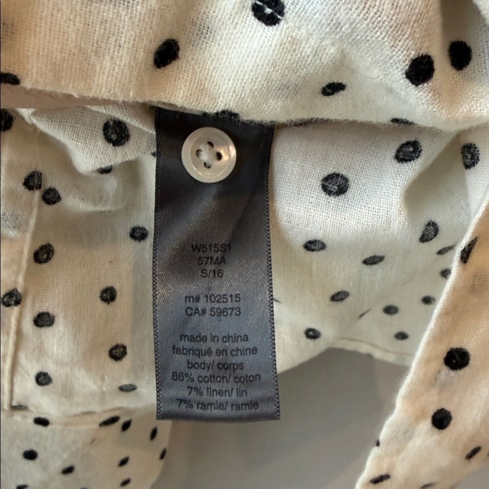 John Varvatos Dotted Short Sleeve Polka Dot Cotton Linen Button Down Shirt - Picture 9 of 9